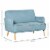 Loveseat Sofa Modern Love Seat Linen Fabric Couch for Small Spaces, Blue Perspective: left