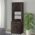 Better Home Products Shelby Tall Wooden Kitchen Pantry in Tobacco Perspective: left