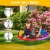 Slickblue 40 inch Saucer Tree Outdoor Round Platform Swing with Pillow and Handle-Multicolor Perspective: left