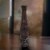 Antique Hand Curved Brown Mango Wood Floor Flower Vase Trumpet Design with Textured Pattern Perspective: left