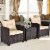 Costway 3PCS Patio Rattan Furniture Set Cushioned Conversation Set Sofa Coffee Table Beige Perspective: left