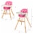 Baby joy Wooden High Chair Baby Toddler 3 in 1 Convertible Highchair w/ Cushion Pink Perspective: left