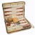 WE Games Tan Map Design Magnetic Backgammon Set, Leatherette, Travel Size Perspective: left