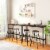 3-Piece Bar Table Set Pub Kitchen Dining Table w/ 2 Round Stools Black & Brown Perspective: left