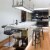 Gymax Set of 2 Pub Dining Height Bar Stool Bistro Table Chairs Faux Marble Top Black Perspective: left