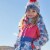 Printed Frosted Flowers Two Piece Snowsuit Navy Blue And Red Perspective: left