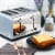 Redmond 4-Slice Extra Wide Slot 1650W Stainless Steel Toaster in Light Blue Perspective: left