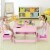 3 in 1 Kids Wood Table Chairs Set w/ Storage Box Blackboard Drawing Pink Perspective: left