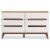 Levan Home Modern 6 Drawer Double Dresser in White and Walnut Perspective: left