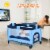 Blue Baby Crib Playpen Playard Pack Travel Infant Bassinet Bed Foldable Perspective: left