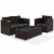 3 Piece Outdoor Wicker Seating Set With Gray Cushions - Loveseat, Chair & Glass Top Table Perspective: left