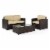 3 Piece Outdoor Wicker Seating Set With Sand Cushions - Loveseat, Chair & Glass Top Table Perspective: left