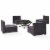 Biscayne Upholstery 5 Piece Wicker Patio Fire Pit Set in White-Crosley Perspective: left