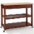 Natural Wood Top Kitchen Cart/Island With Optional Stool Storage In Classic Cherry Finish Perspective: left