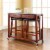 SOLID GRANITE TOP KITCHEN CART/ISLAND,CLASSIC CHERRY & 24  CHERRY UPHOLSTERED SADDLE STOOLS Perspective: left