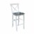 36  Round Wood Extension Bar Height Table and 2 Stools in White/Heather Gray Perspective: left