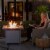 Endless Summer Outdoor Fire Pit Table with Faux Marble Finish, White Glass Perspective: left