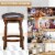 Costway Set of 4 24'' Swivel Bar Stool Leather Padded Dining Kitchen Pub Chair Backless Perspective: left