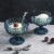 WHOLE HOUSEWARES Green Glass Ice Cream Bowls - Vintage Pressed Pattern, Set of 4 Perspective: left