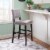 Linon Corey 30  Wood Upholstered Bar Stool in Gray Perspective: left