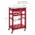 Linon Natalie Wood Stainless Steel Top Kitchen Cart in Red Perspective: left