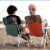 Daystar Outdoor Beach Folding Chair with Armrest and Cup Holder, Blue Bamboo Perspective: left