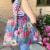 Wrapables Large Nylon Reusable Shopping Bag, Bouquet Perspective: left