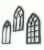 Set of 3 Black Cast Iron Gothic Cathedral Window Design Kitchen Trivets Perspective: left