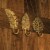 Set of 3 Cast Iron Gold Tropical Leaf Decorative Wall Hooks Towel Hanger Rack - Gold Perspective: left
