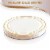 10.25  White with Gold Edge Rim Plastic Dinner Plates (120 Plates) Perspective: left