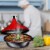 Bruntmor 4-Quart Tagine All Clad Tagines Pots With Red Diffuser Perspective: left