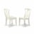 East West Furniture Antique 3-piece Dining Set with Napoleon Back in Linen White Perspective: left