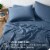 Bare Home Twin Cotton Flannel Sheet Set - Coronet Blue Perspective: left