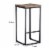 Iron Base Counter Height Stool with Wooden Saddle Seat, Brown and Black- Saltoro Sherpi Perspective: left