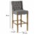 Wooden Barstool with Padded Seat, Button Tufted, Wing Back, Set of 2, Gray and Brown- Saltoro Perspective: left