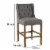 Wooden Counter Height Stool with Fabric Padded Seat and Tufted Wing Back, Gray and Brown- Perspective: left