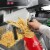 Commercial French Fry Scoop, Double Handle - Stainless Steel Scooper Perspective: left