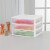 Sterilite Clear Plastic Stackable Small 3 Drawer Storage System, White, (6 Pack) Perspective: left