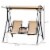 2 Person Outdoor Swing Chair for Porch, Patio, Storage, Tray, Cup Holders, Beige Perspective: left