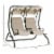 2-Seater Outdoor Patio Swing Chair w/ Removable Canopy & Cup Holder, Beige Perspective: left