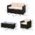 Outside Rattan Wicker Chair Loveseat Set for Patio w/ Glass Coffee Table, Brown Perspective: left