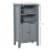 Freestanding Bathroom Linen Floor Cupboard with Multi-Tier Shelving and Tabletop Perspective: left