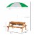 Fir Wood Kids Table Set with Parasol and Storage Space, Natural Wood Color Perspective: left