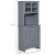 Wooden Dining Room Cupboard Pantry with Framed Glass Doors and Open Counter Perspective: left
