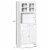 Wooden Dining Room Cupboard Pantry with Framed Glass Doors and Open Counter Perspective: left