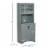 Freestanding Kitchen Storage Cupboard with Framed Glass Doors & Open Countertop Perspective: left