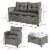 4-pc Outside Deck & Balcony Wicker Furniture Set w/ Seating & Coffee Table Grey Perspective: left