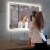 Blossom Stellar 48  Brush Gold LED Glass Mirror with Antifog Perspective: left
