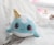 Glitter Galaxy 6-Inch Cute Ice Cream Cone Horn Blue Narwhal Collectible Plush Perspective: left