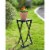 ORE International19.5 Tall Grey Stone Slab Black and Gold Plant StandMetal Perspective: left